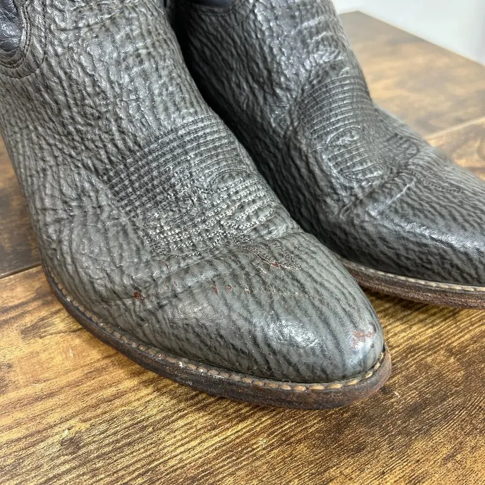 Abilene Shark Skin Western Cowboy Boots Grey Mens Size 11.5 D USA Made